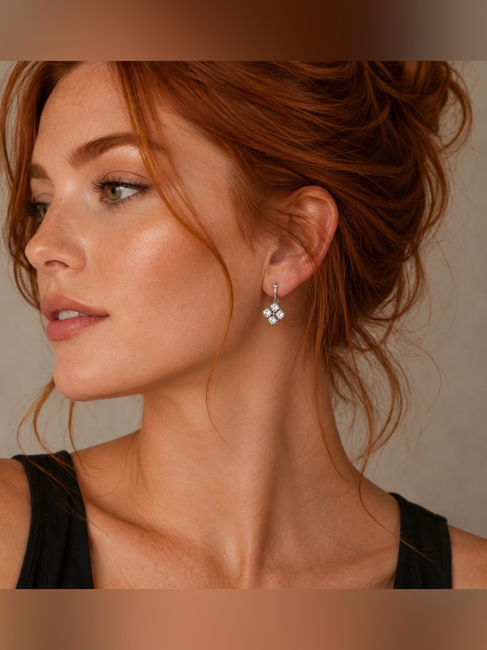 Crystal Cluster Drop Earrings - Silver-Tone